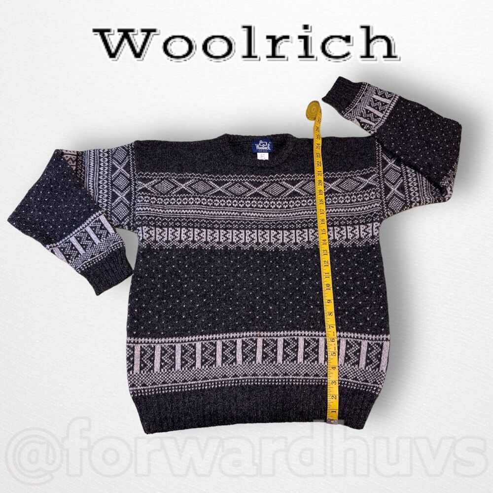 Woolrich Fair Isle Wool Blend Pullover Sweater Gray Men’s Medium - Picture 6 of 9